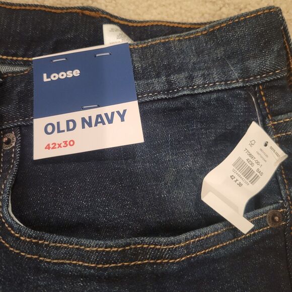 New Old Navy Loose Built In Flex Stretch Blue Jeans Mens Size 42x28 - Picture 5 of 10